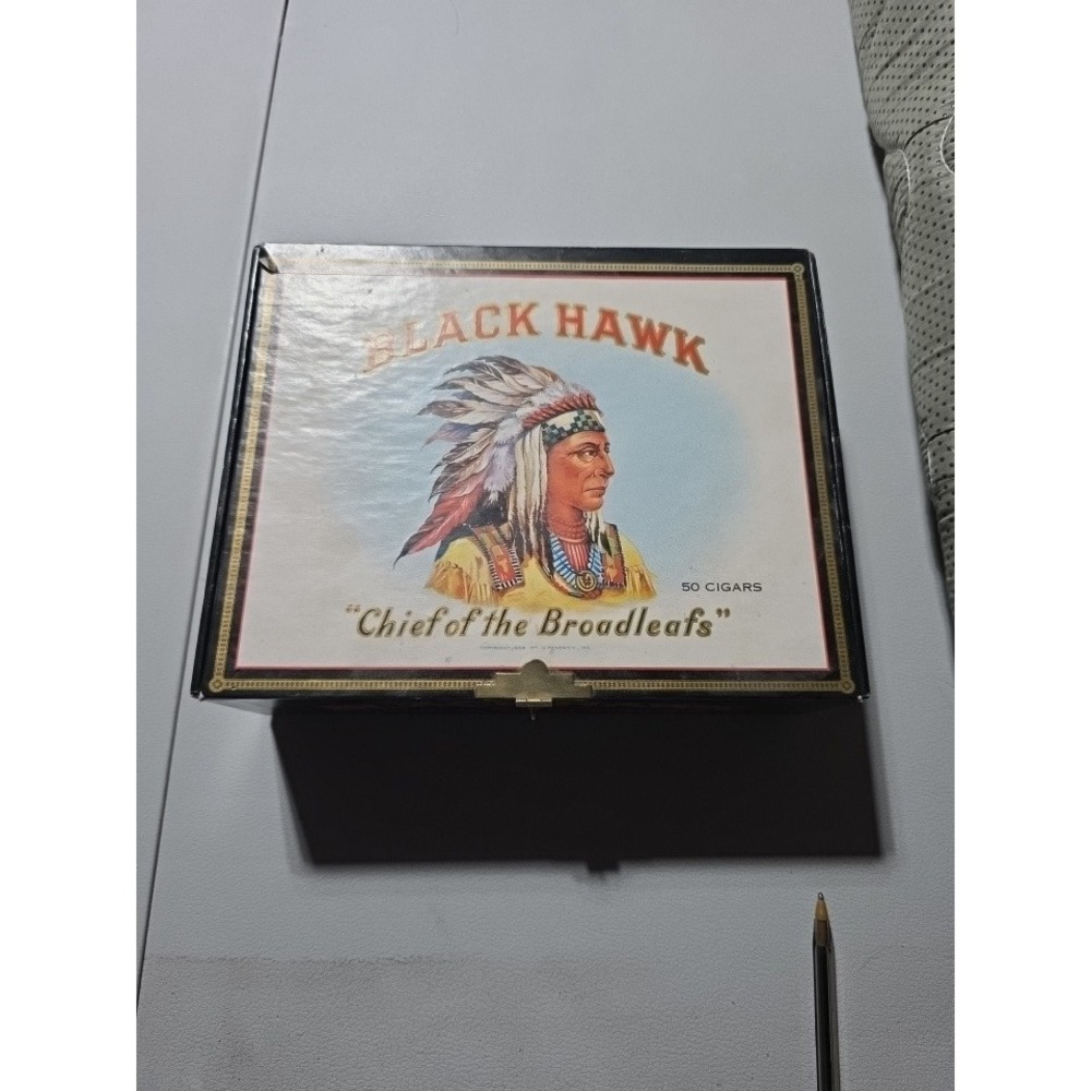 Black Hawk Chief of the Broadleafs Cigar Box General Box Company USMC Sticker
